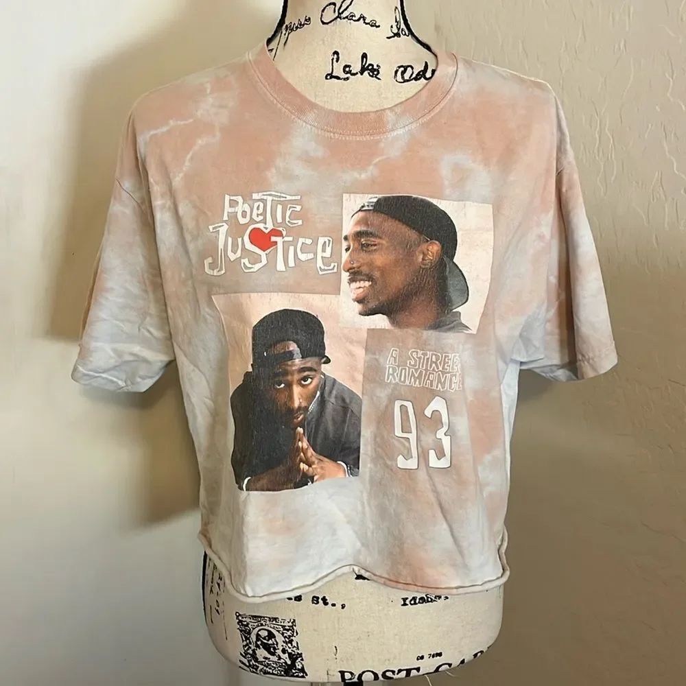 Tupac Tie Dye Man Made Distressed Graphic Cropped Top